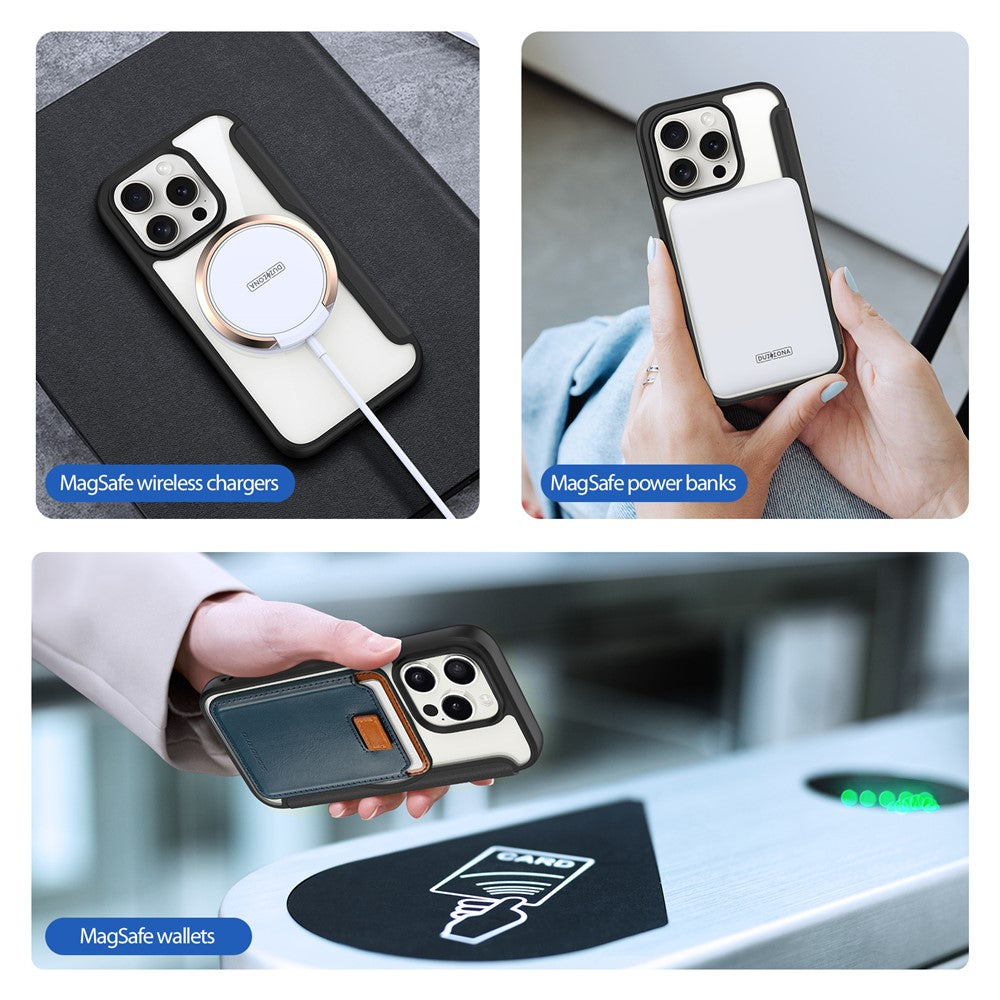 For iPhone 15 Pro Leather Case DUX DUCIS Skin X Pro Series Flip Cover Compatible with MagSafe