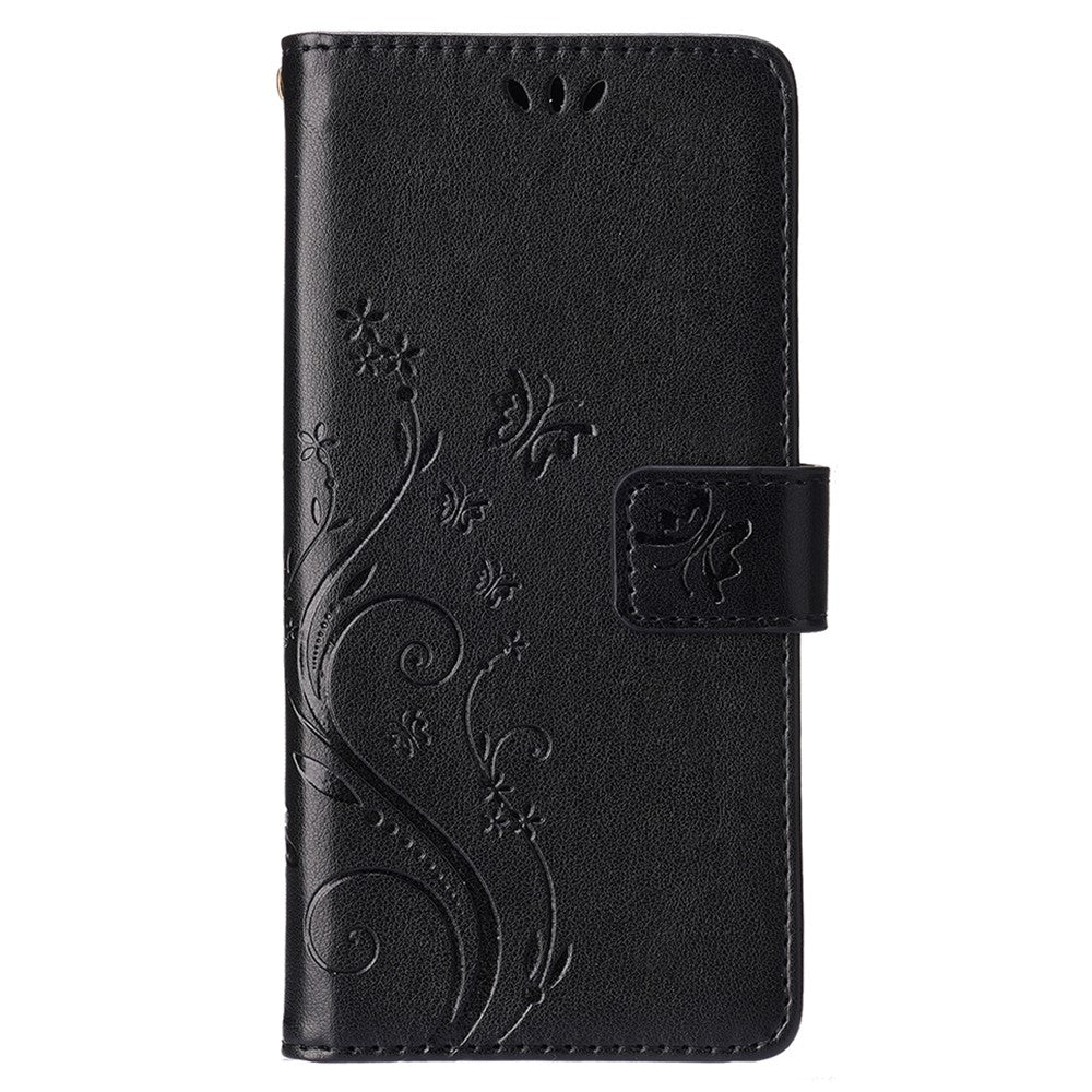 For iPhone 15 Imprinted Butterflies Mobile Phone  Stand Case PU Leather Wallet Shell with Strap
