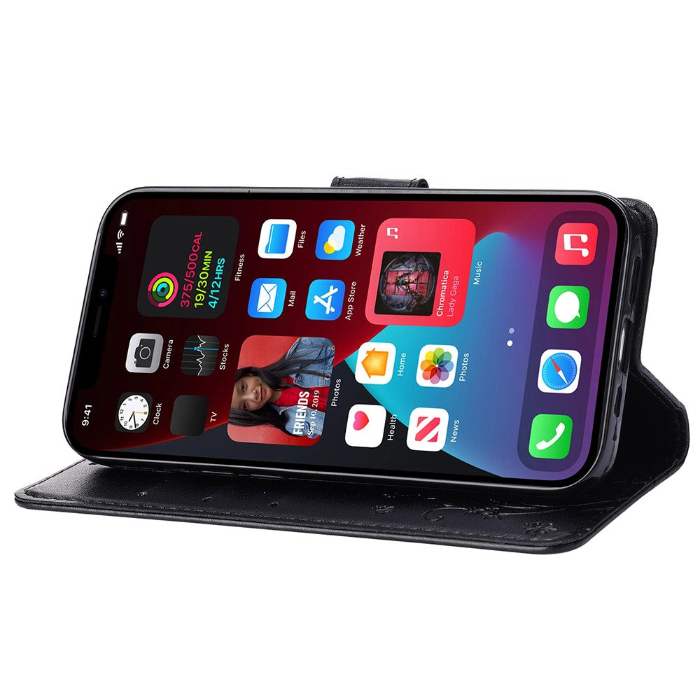 For iPhone 15 Pro Phone Protector Shell Imprinted Butterflies PU Leather Wallet Stand Cover with Strap