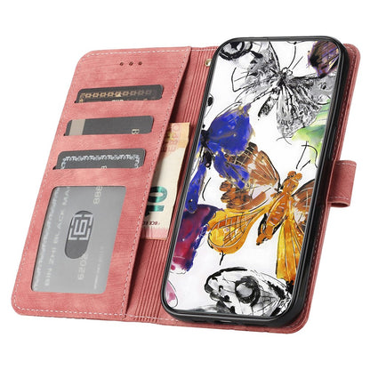 Imprinted Butterflies Phone Case for iPhone 15 , Skin-touch PU Leather Wallet Stand Cover with Strap