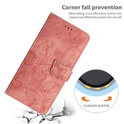 Imprinted Butterflies Phone Case for iPhone 15 , Skin-touch PU Leather Wallet Stand Cover with Strap