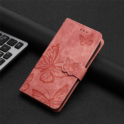 Imprinted Butterflies Phone Case for iPhone 15 , Skin-touch PU Leather Wallet Stand Cover with Strap