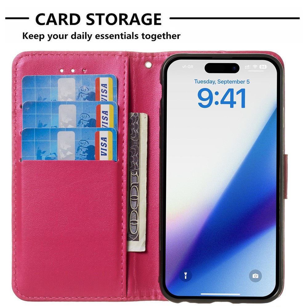 Flip Stand Shell for iPhone 15 Plus Solid Color PU Leather Wallet Cover Phone Case