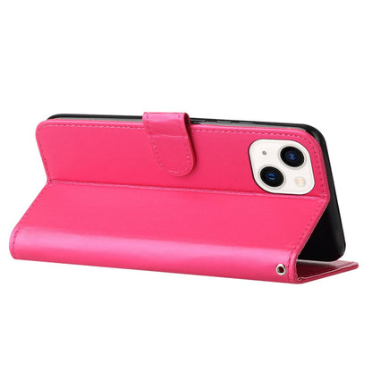 Flip Stand Shell for iPhone 15 Plus Solid Color PU Leather Wallet Cover Phone Case