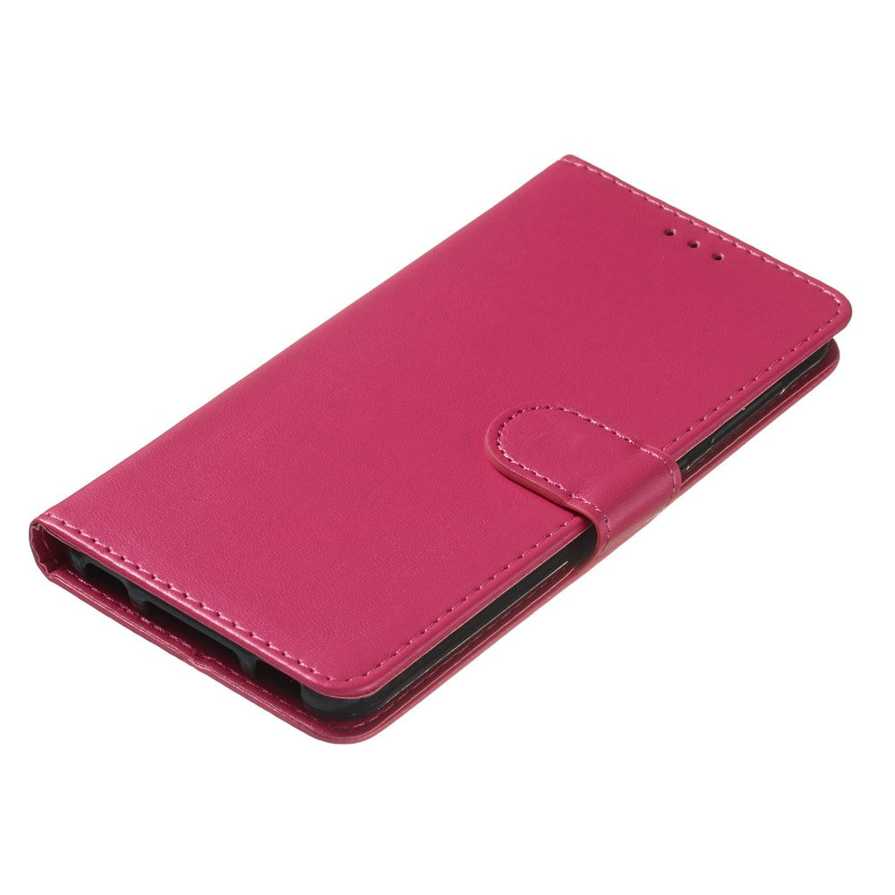 Flip Stand Shell for iPhone 15 Plus Solid Color PU Leather Wallet Cover Phone Case
