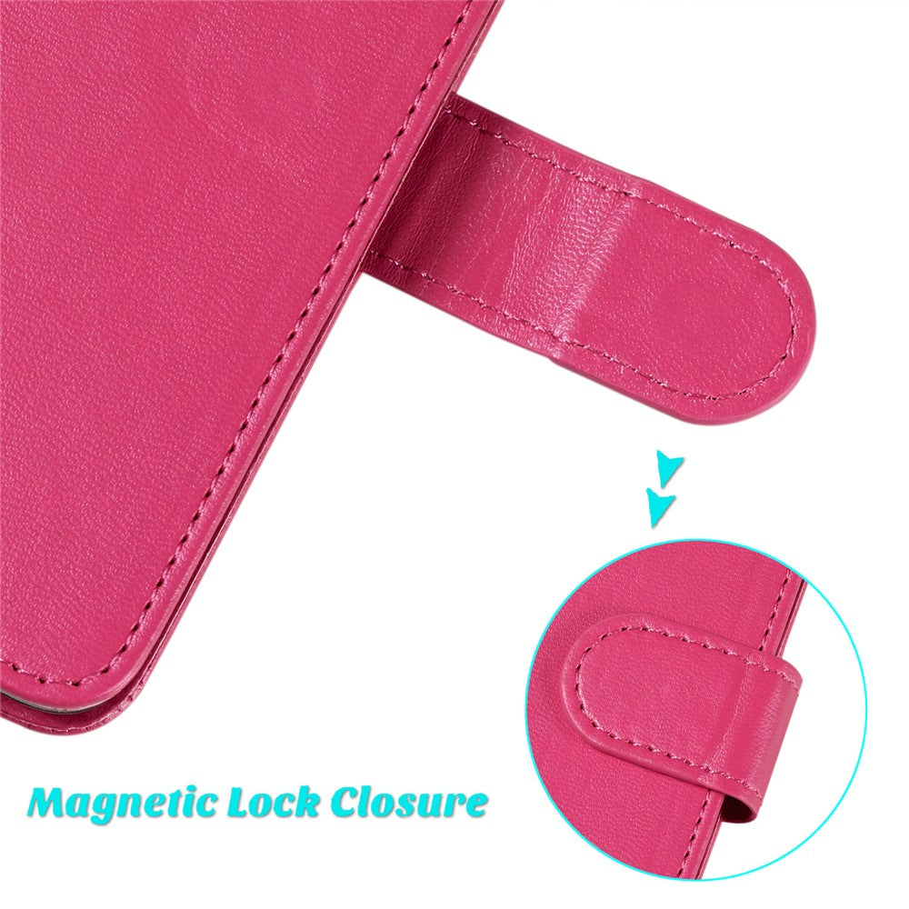 Flip Stand Shell for iPhone 15 Plus Solid Color PU Leather Wallet Cover Phone Case