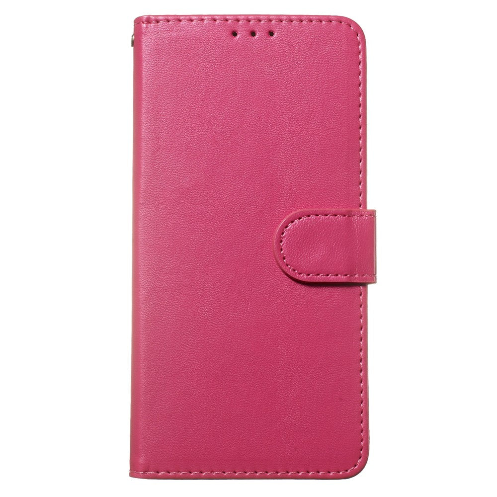 Flip Stand Shell for iPhone 15 Plus Solid Color PU Leather Wallet Cover Phone Case