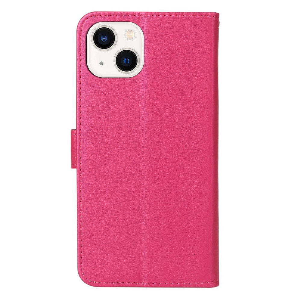 Flip Stand Shell for iPhone 15 Plus Solid Color PU Leather Wallet Cover Phone Case