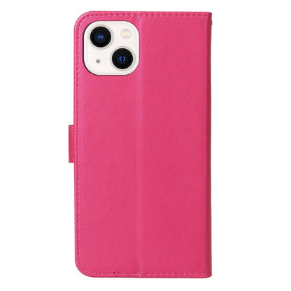 Flip Stand Shell for iPhone 15 Plus Solid Color PU Leather Wallet Cover Phone Case