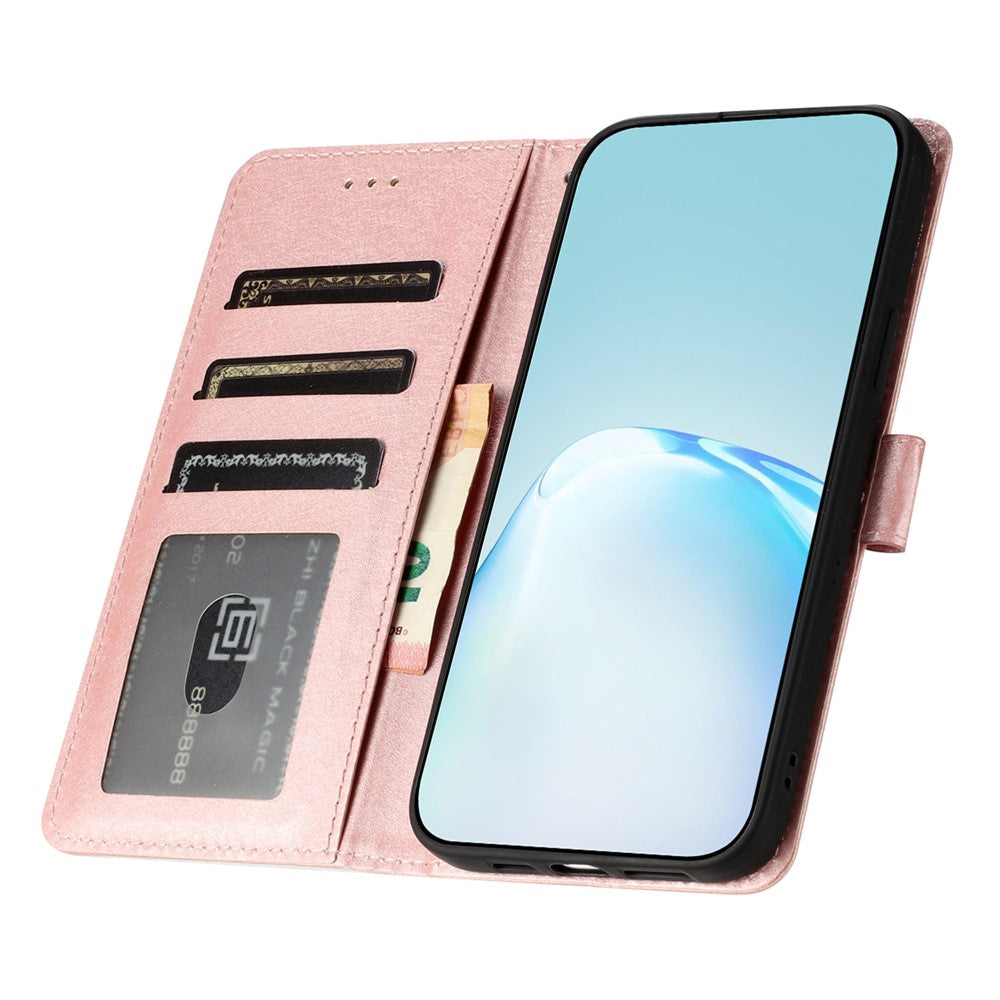 For iPhone 15 Pro Max Protective Case, PU Leather+TPU Silk Texture Wallet Stand Phone Cover with Strap