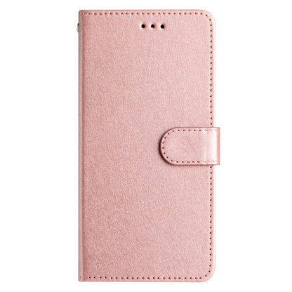 For iPhone 15 Pro Max Protective Case, PU Leather+TPU Silk Texture Wallet Stand Phone Cover with Strap