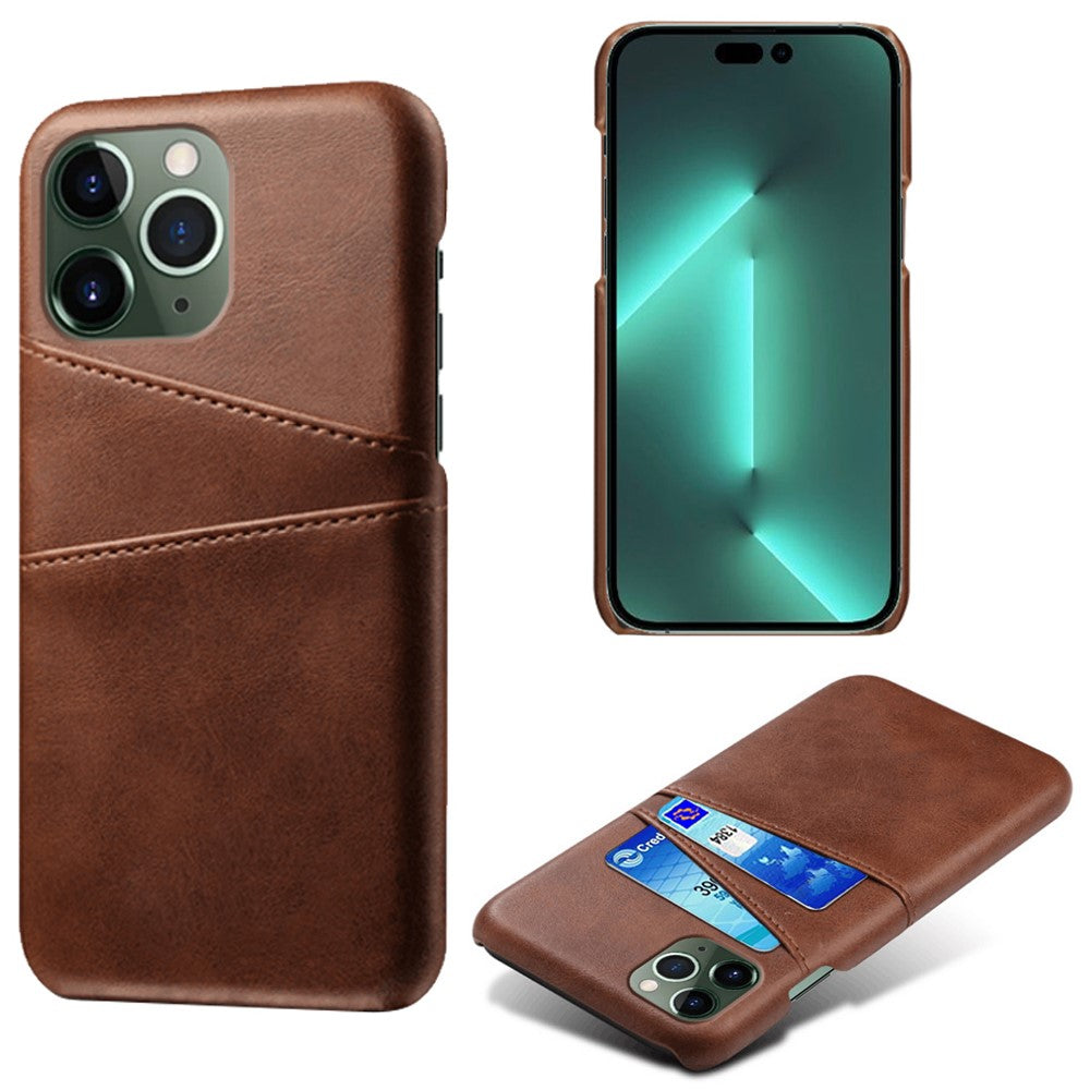Phone Cover for iPhone 15 Pro , PU Leather Coated PC Protective Back Case with Dual Card Slots
