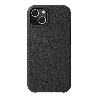 MELKCO For iPhone 14 Plus Anti-drop Cell Phone Case Genuine Cow Leather Coated PC Cover