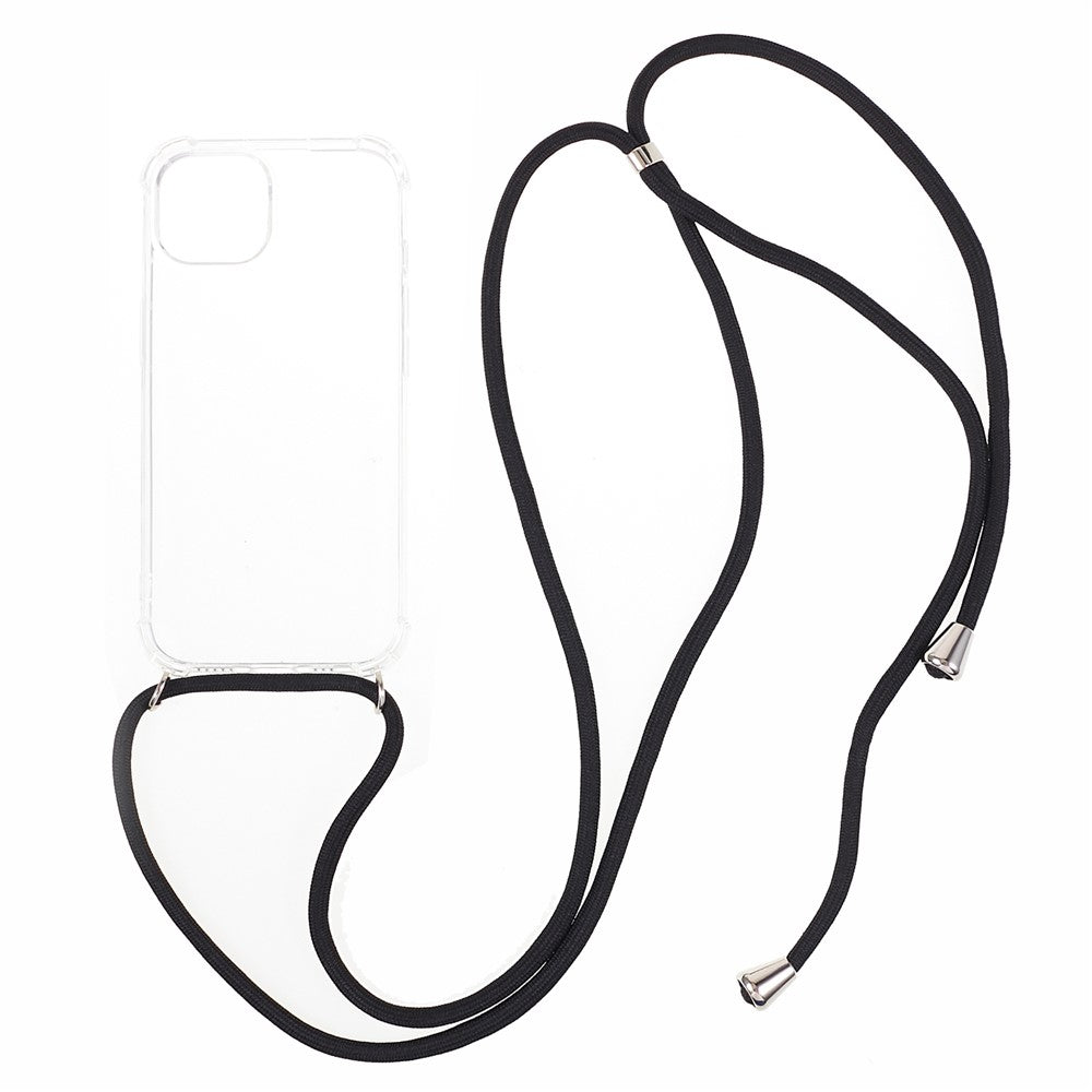 Anti-drop Cover for iPhone 15 , Four Corner Shockproof Clear TPU Phone Back Case with Lanyard