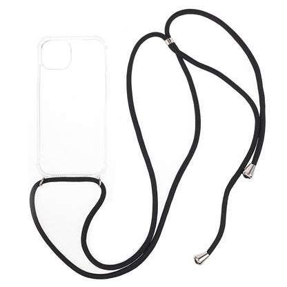Anti-drop Cover for iPhone 15 , Four Corner Shockproof Clear TPU Phone Back Case with Lanyard