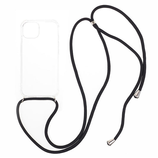 Anti-drop Cover for iPhone 15 , Four Corner Shockproof Clear TPU Phone Back Case with Lanyard
