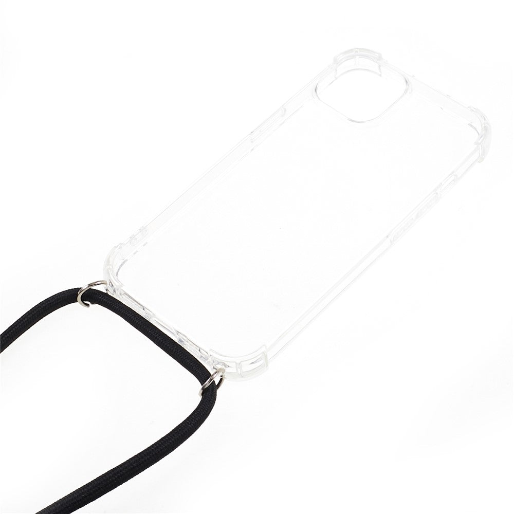 Anti-drop Cover for iPhone 15 , Four Corner Shockproof Clear TPU Phone Back Case with Lanyard