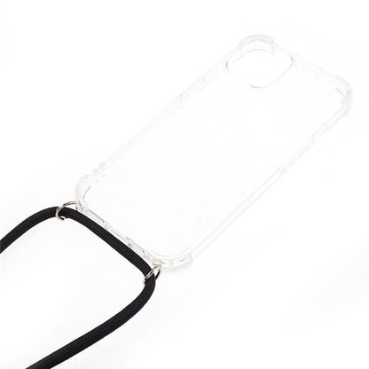 Anti-drop Cover for iPhone 15 , Four Corner Shockproof Clear TPU Phone Back Case with Lanyard