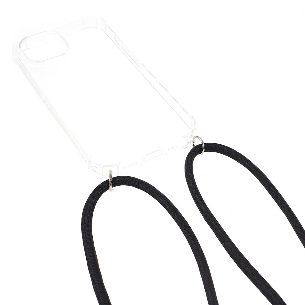 Anti-drop Cover for iPhone 15 , Four Corner Shockproof Clear TPU Phone Back Case with Lanyard