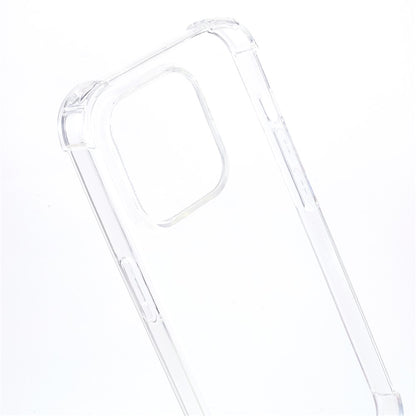 For iPhone 15 Pro Anti-drop Back Cover Thicken Four Corner Clear TPU Phone Case with Lanyard