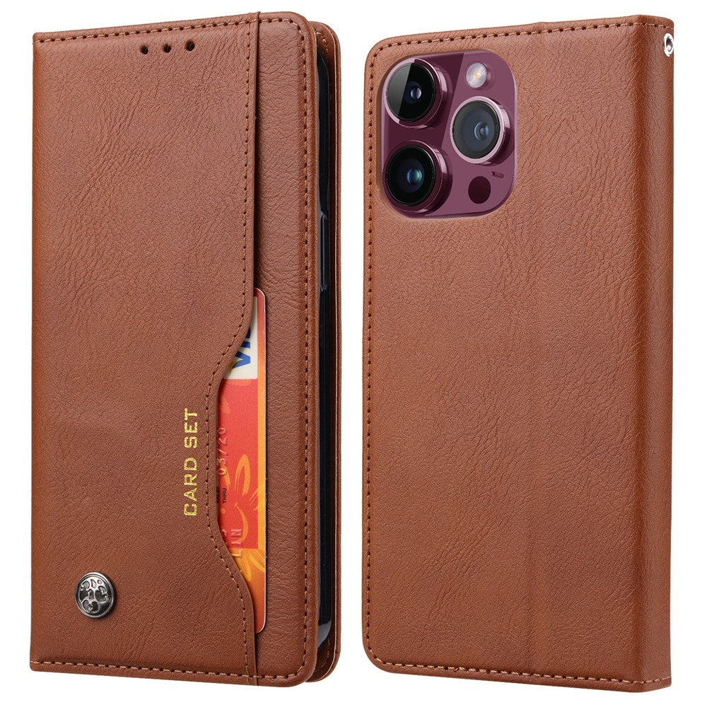 For iPhone 15 Pro Max Leather Stand Wallet Cover Magnetic Closing Anti-drop Phone Case