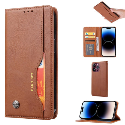 For iPhone 15 Pro Max Leather Stand Wallet Cover Magnetic Closing Anti-drop Phone Case