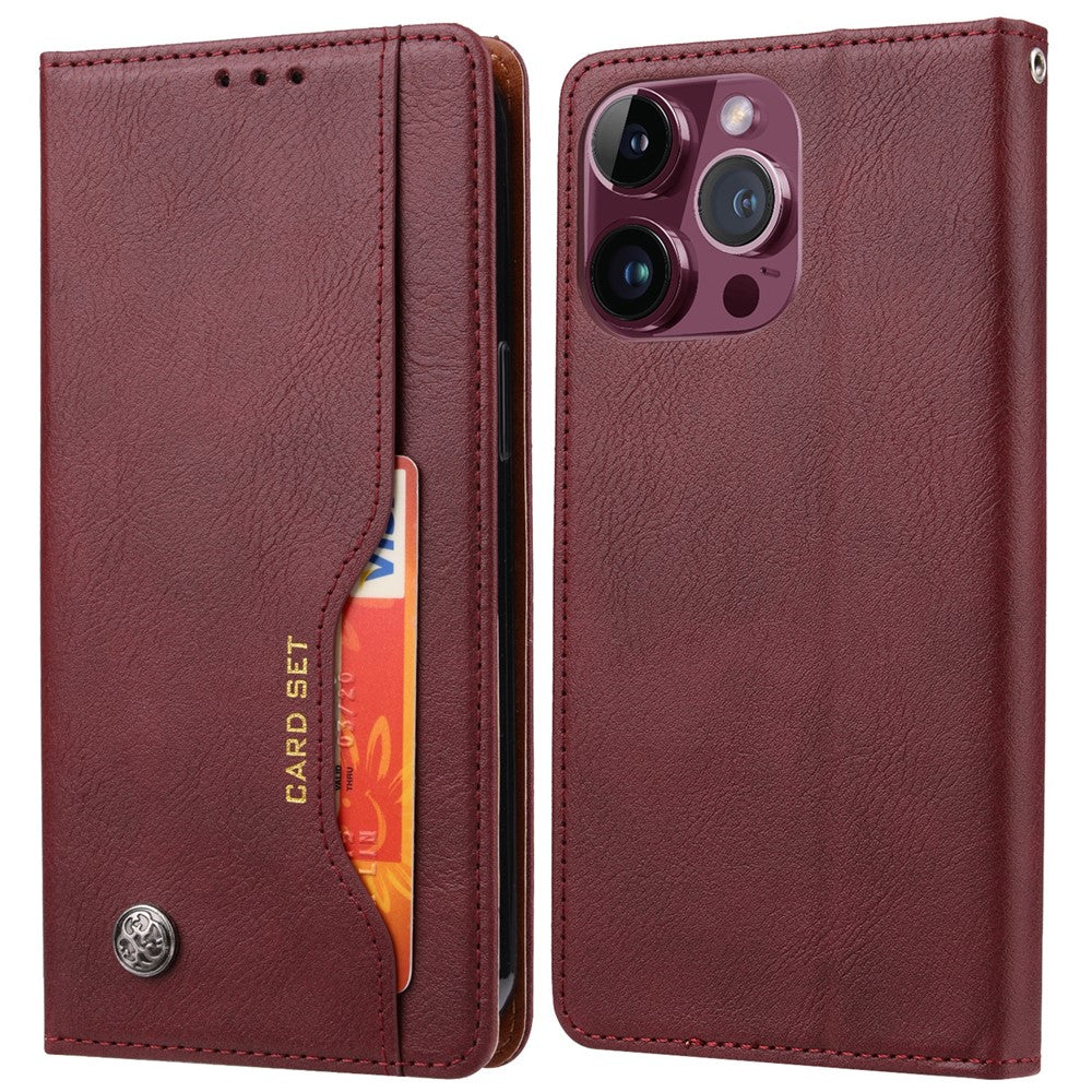 For iPhone 15 Pro Max Leather Stand Wallet Cover Magnetic Closing Anti-drop Phone Case