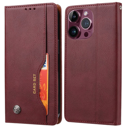 For iPhone 15 Pro Magnetic Closing Leather Wallet Cover Flip Stand Phone Case