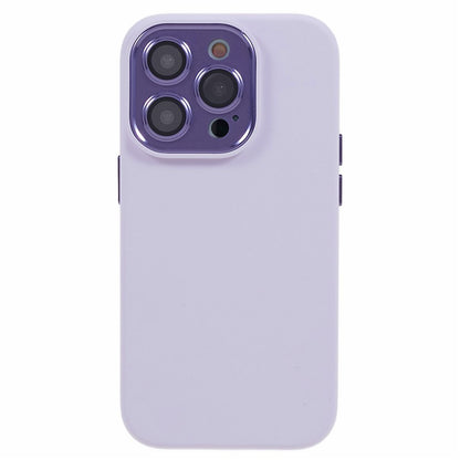 For iPhone 15 Pro Liquid Silicone+PC Back Case Aluminum Alloy+Tempered Glass Lens Protection Phone Cover
