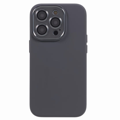 For iPhone 15 Pro Liquid Silicone+PC Back Case Aluminum Alloy+Tempered Glass Lens Protection Phone Cover