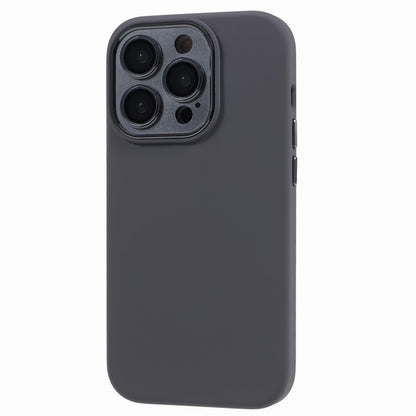 For iPhone 15 Pro Liquid Silicone+PC Back Case Aluminum Alloy+Tempered Glass Lens Protection Phone Cover