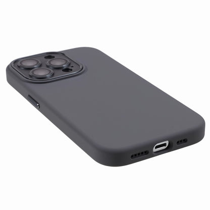 For iPhone 15 Pro Liquid Silicone+PC Back Case Aluminum Alloy+Tempered Glass Lens Protection Phone Cover