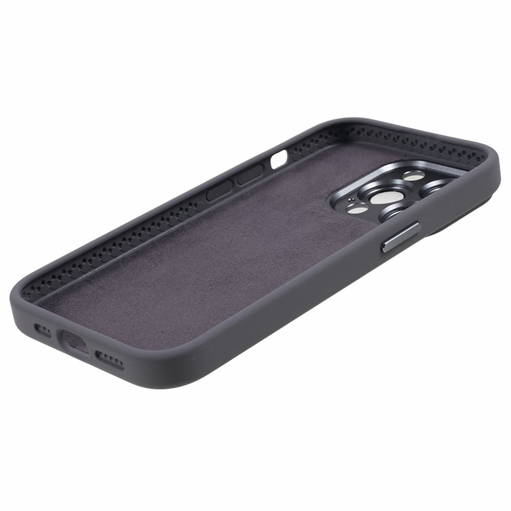 For iPhone 15 Pro Liquid Silicone+PC Back Case Aluminum Alloy+Tempered Glass Lens Protection Phone Cover