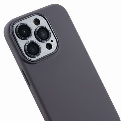 For iPhone 15 Pro Liquid Silicone+PC Back Case Aluminum Alloy+Tempered Glass Lens Protection Phone Cover