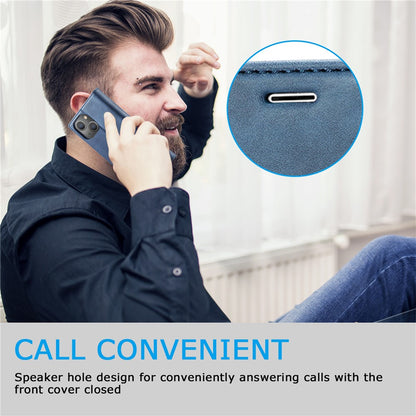LC.IMEEKE Magnetic Phone Case for iPhone 15 , Microfiber Leather Stand Wallet Cover
