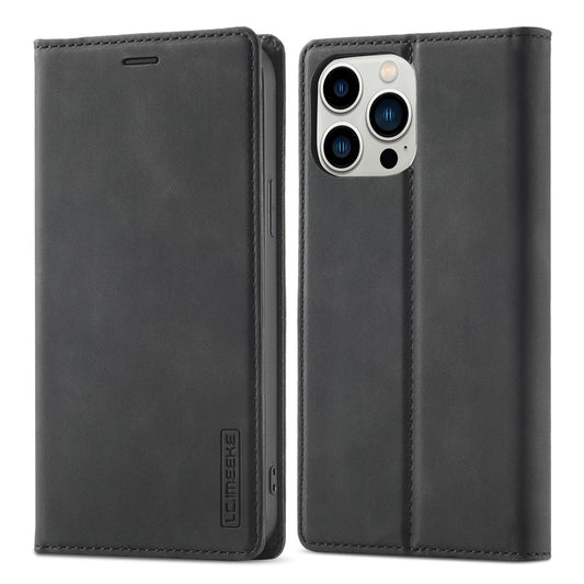 LC.IMEEKE Phone Cover for iPhone 15 Pro , Microfiber Leather Stand Wallet Magnetic Phone Case