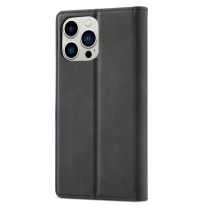 LC.IMEEKE Phone Cover for iPhone 15 Pro , Microfiber Leather Stand Wallet Magnetic Phone Case
