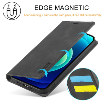 LC.IMEEKE Phone Cover for iPhone 15 Pro , Microfiber Leather Stand Wallet Magnetic Phone Case