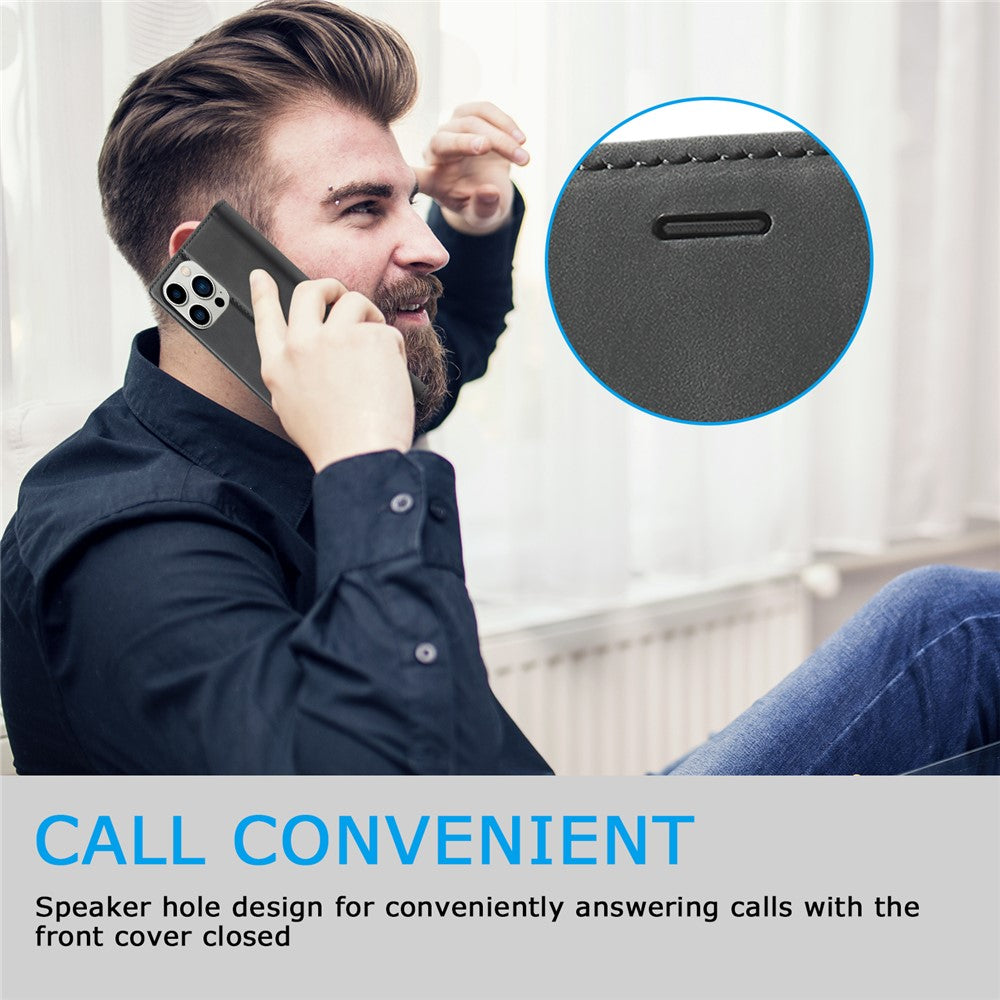 LC.IMEEKE Phone Cover for iPhone 15 Pro , Microfiber Leather Stand Wallet Magnetic Phone Case