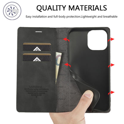 LC.IMEEKE Phone Cover for iPhone 15 Pro , Microfiber Leather Stand Wallet Magnetic Phone Case