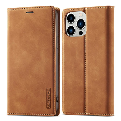 LC.IMEEKE Phone Cover for iPhone 15 Pro , Microfiber Leather Stand Wallet Magnetic Phone Case