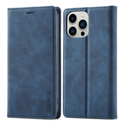 LC.IMEEKE Phone Case for iPhone 15 Pro Max , Magnetic Closure Shell Microfiber Leather Stand Wallet Cover
