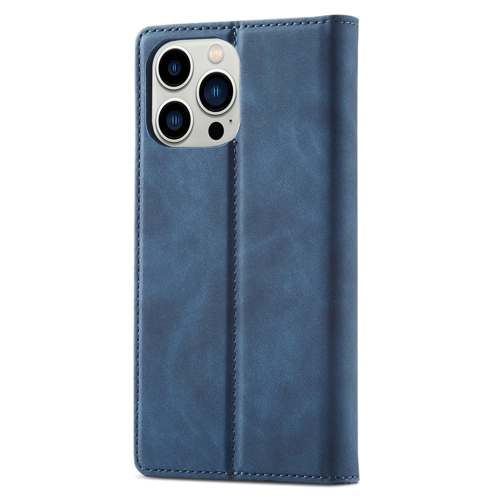 LC.IMEEKE Phone Case for iPhone 15 Pro Max , Magnetic Closure Shell Microfiber Leather Stand Wallet Cover