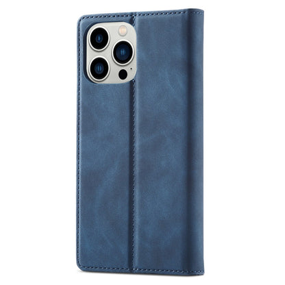 LC.IMEEKE Phone Case for iPhone 15 Pro Max , Magnetic Closure Shell Microfiber Leather Stand Wallet Cover