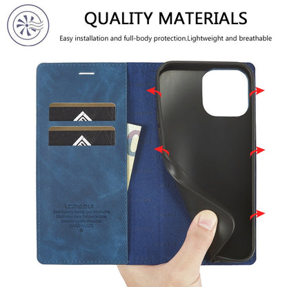 LC.IMEEKE Phone Case for iPhone 15 Pro Max , Magnetic Closure Shell Microfiber Leather Stand Wallet Cover