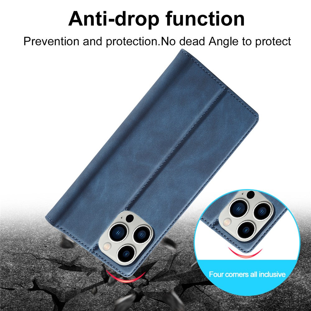 LC.IMEEKE Phone Case for iPhone 15 Pro Max , Magnetic Closure Shell Microfiber Leather Stand Wallet Cover