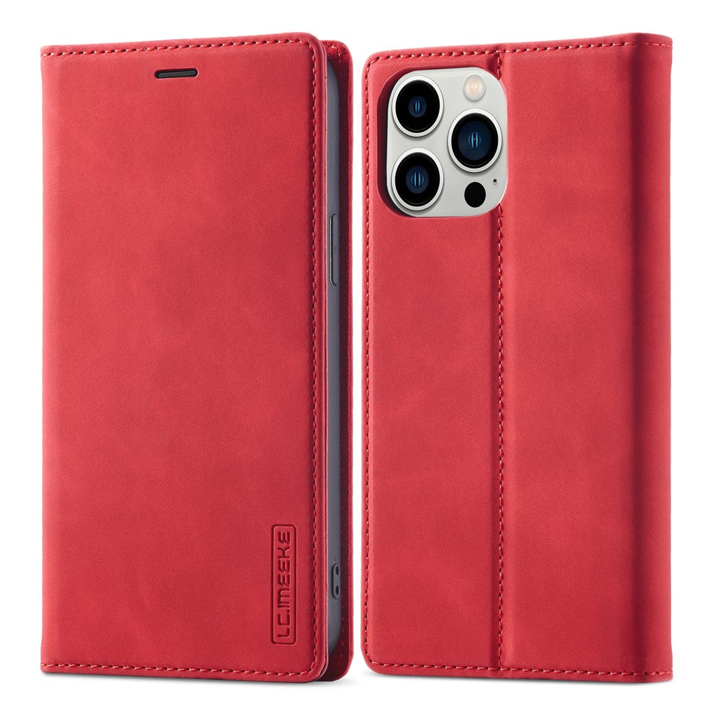 LC.IMEEKE Phone Case for iPhone 15 Pro Max , Magnetic Closure Shell Microfiber Leather Stand Wallet Cover
