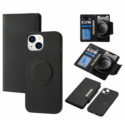 For iPhone 15 Plus PU Leather Detachable Phone Case 2-in-1 Wallet Folio Slim Cover