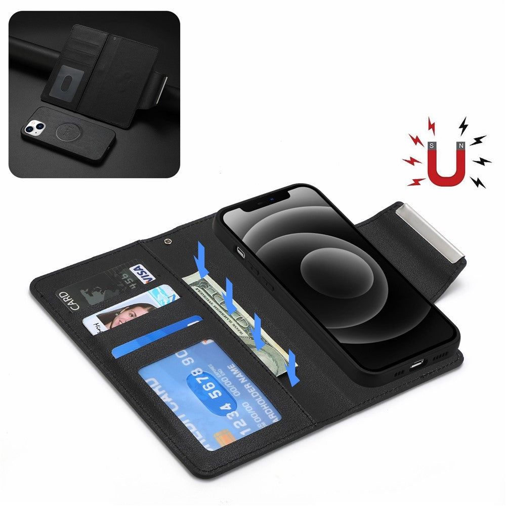 For iPhone 15 Plus PU Leather Detachable Phone Case 2-in-1 Wallet Folio Slim Cover