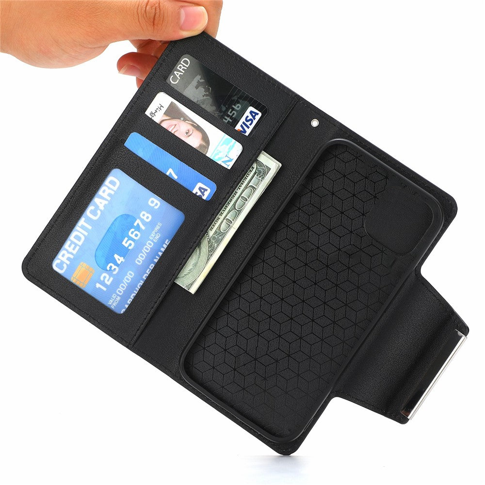For iPhone 15 Plus PU Leather Detachable Phone Case 2-in-1 Wallet Folio Slim Cover